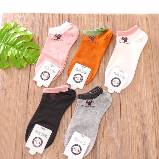 Tất vớ nữ cổ ngắn cotton mèo Miu Miu kháng khuẩn cho bạn nữ