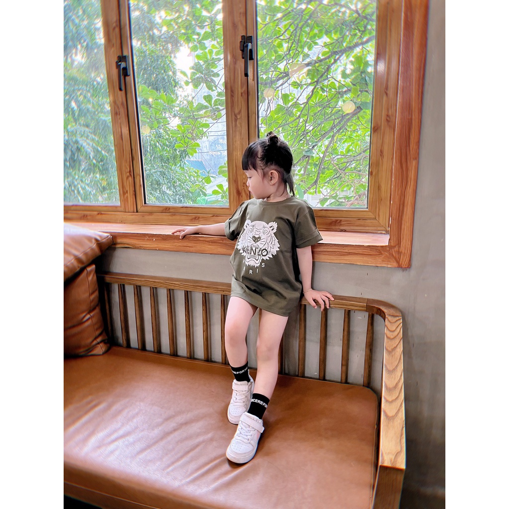 Áo thun tay lỡ kenzo blue sup cho bé , áo phông cotton trẻ em , Kid_genZ