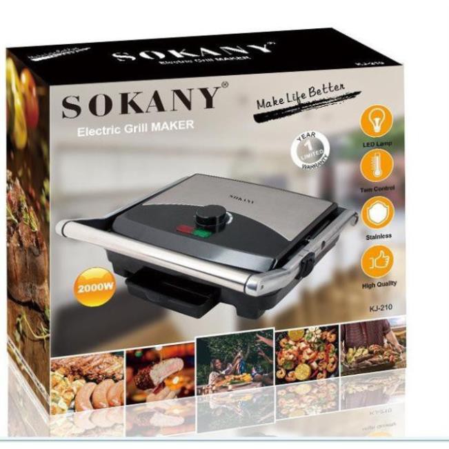 Máy nướng ép bánh mì,máy kẹp bánh mì sokany công suất 2000W