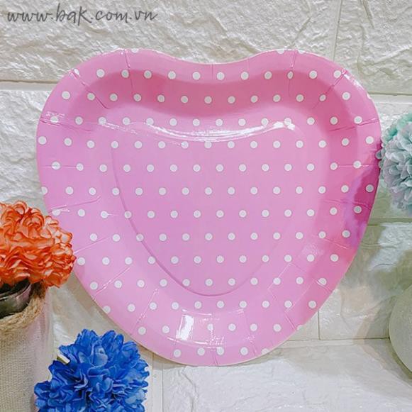 Set mười đĩa giấy dùng một lần hình trái tim