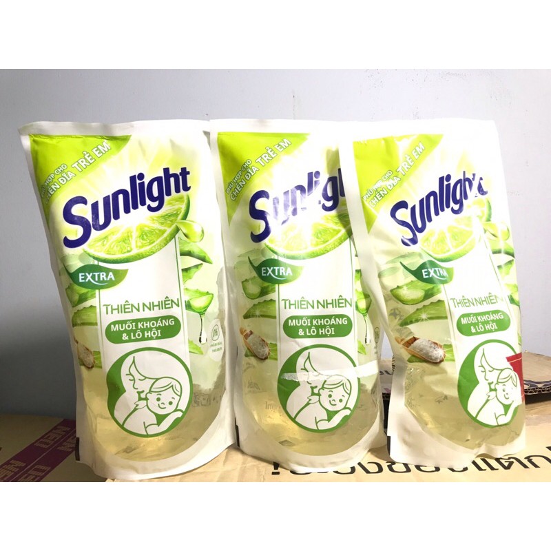 Nước Rửa Chén Sunlight Thiên Nhiên Muối Khoáng và Lô Hội Dạng Túi 550g (hàng cắt khuyến mãi)