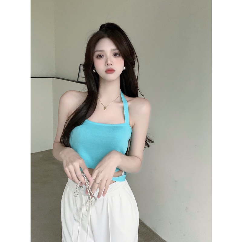 Cocory vn Áo Croptop Dệt Kim Hở Vai Thời Trang Quyến Rũ Cho Nữ