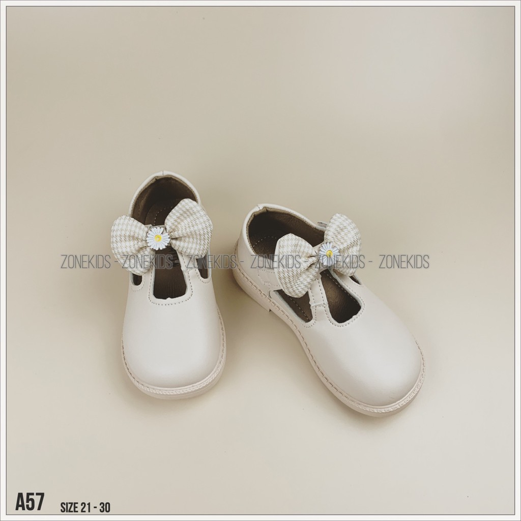 Giày búp bê phối nơ họa tiết cho bé gái Zonekids - A57