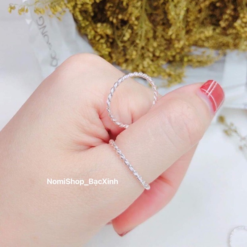 Nhẫn xoắn chuẩn bạc ta thời trang, cá tính nhẹ nhàng Mainomi Shop Bạc Xinh