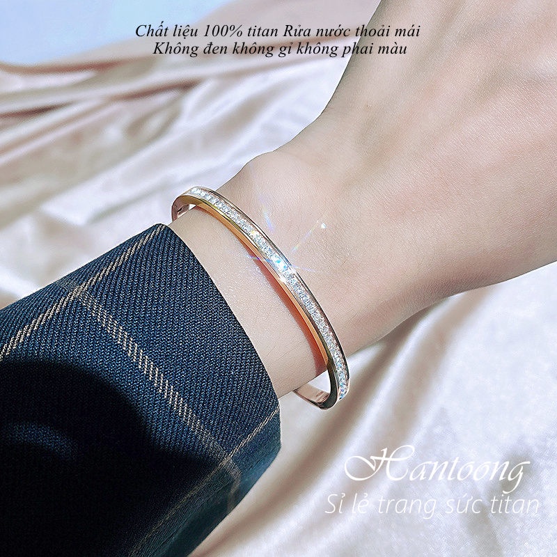 Vòng tay titan không gỉ đính đá pha lê lấp lánh thời trang thanh lịch cho nữ | BigBuy360 - bigbuy360.vn