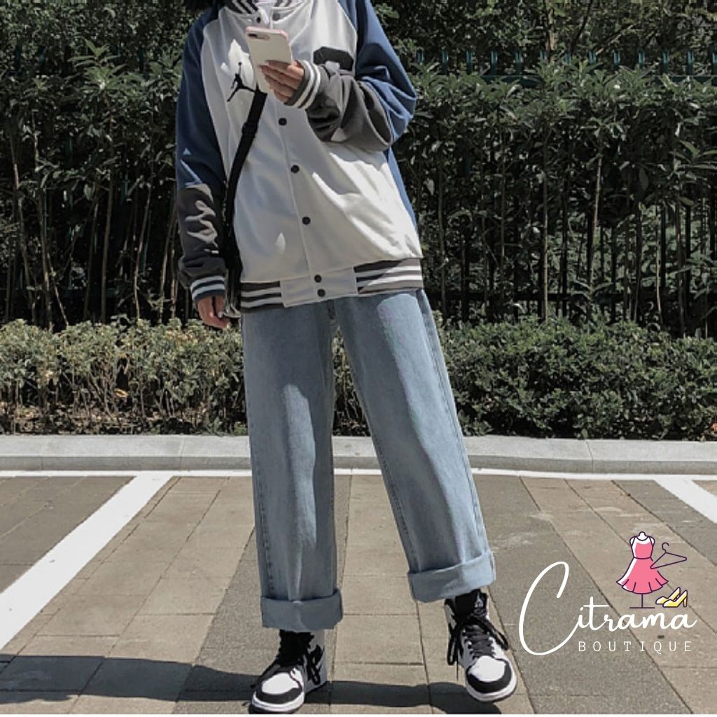 Quần jean ống rộng lưng cao phong cách ulazzang hàn quốc QJ02 | BigBuy360 - bigbuy360.vn