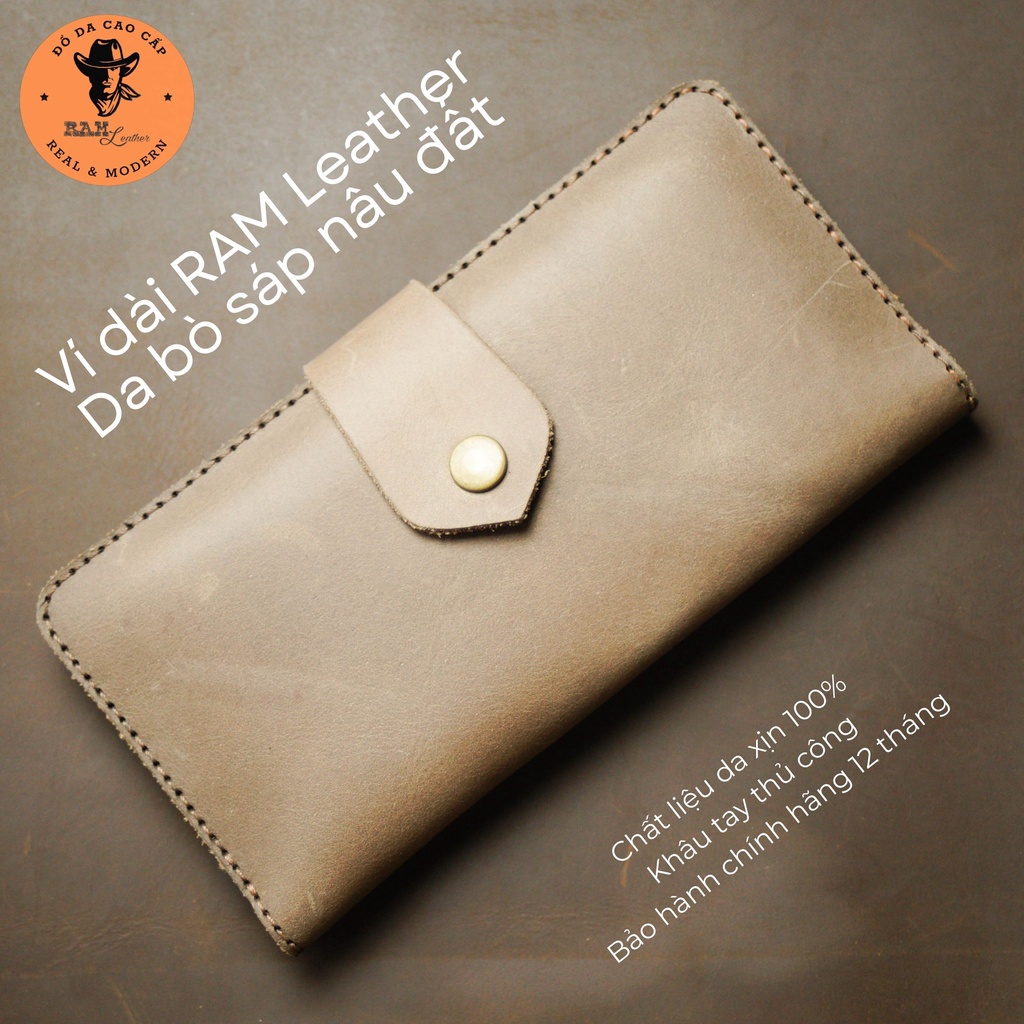 Ví nam dài cầm tay da sáp ngựa màu nâu đất - RAM Leather