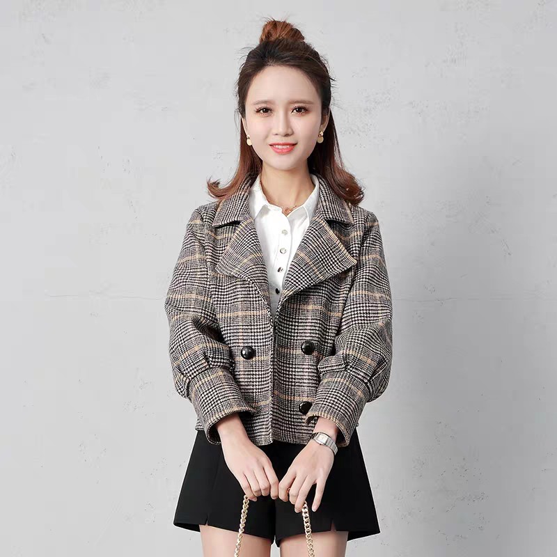 Áo khoác dạ kẻ caro, dáng ngắn, áo khoác dạ, áo khoác nữ, áo kiểu nữ dáng đẹp,phong cách Hàn Quốc trẻ trung, cá tính