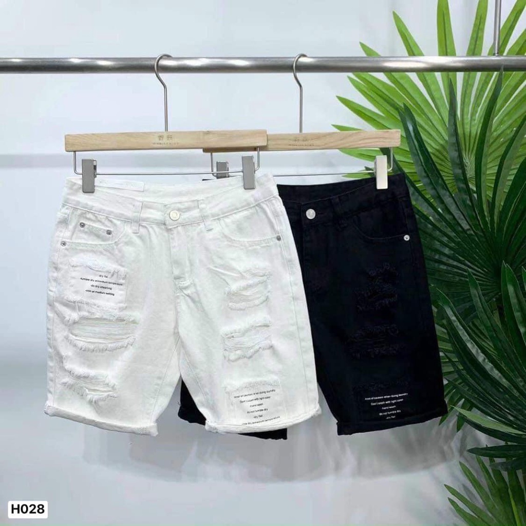 Quần short jean nam cao cấp short jean chất bò vải dày dặn 2 màu trắng đen như hình