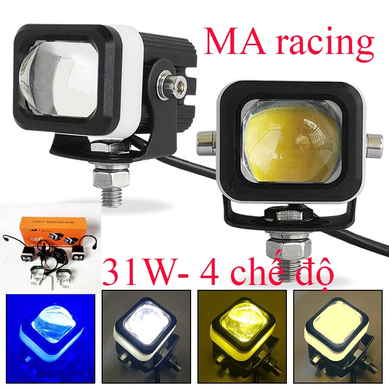 Đèn led trợ sáng mini 2 màu MA Racing chính hãng mã M1.0- giá 1 bóng ( 4 chế độ 31w)