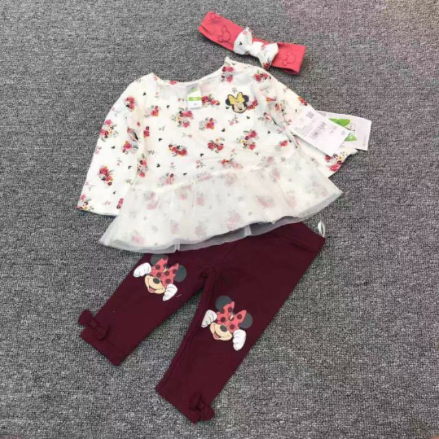 🐣Bộ cotton Minnie Disney kèm turban cho bé gái hàng dư xịn