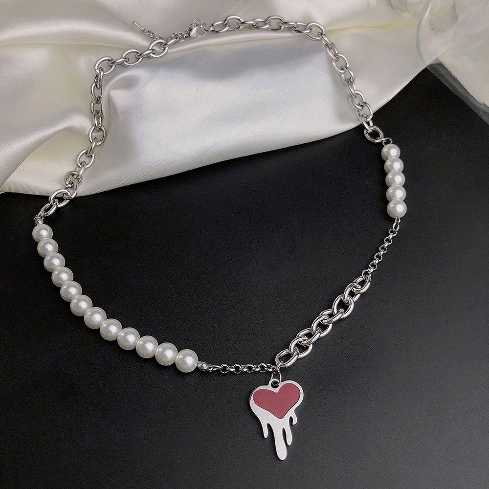 VANES1 Vòng Cổ Choker Hình Trái Tim Phong Cách Hip Hop Hàn Quốc Thời Trang Cho Nữ