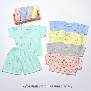 Bộ cộc tay sơ sinh 0 12 tháng bộ quần áo trẻ em cotton HÌNH LỆCH CỘC MÀU xuân hè cho bé trai bé gái nam nữ BCT00240