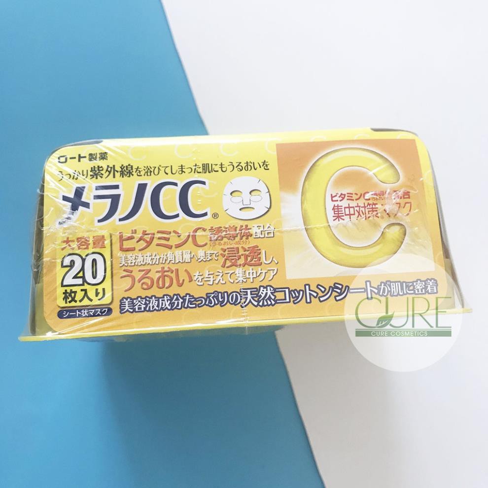 Mặt nạ CC Melano vitamin C làm trắng giảm thâm nám hộp 20 miếng của Nhật