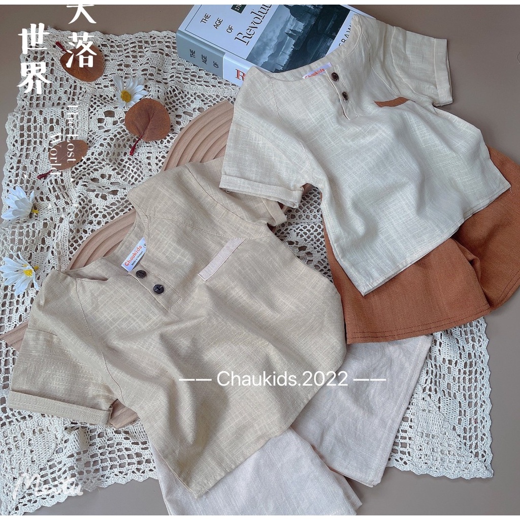 Bộ đũi cộc cổ tròn đơn giản bé trai