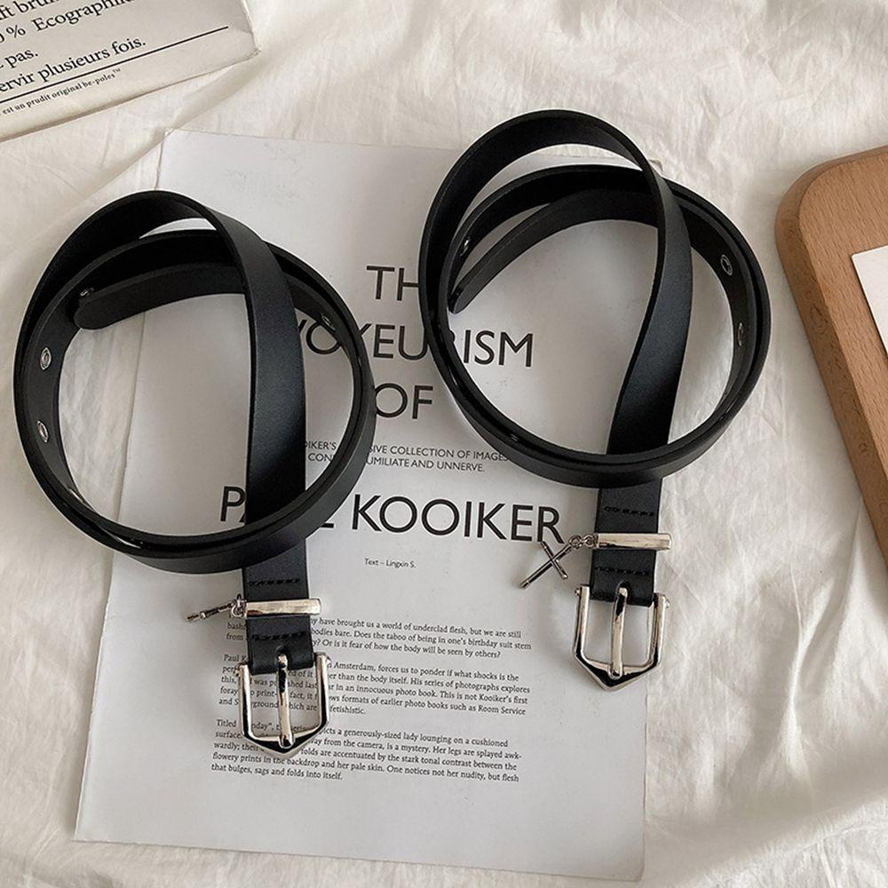 Thắt Lưng Da PU Bản Nhỏ Khóa Kim Loại Phong Cách Harajuku Hàn Quốc Dễ Phối Đồ