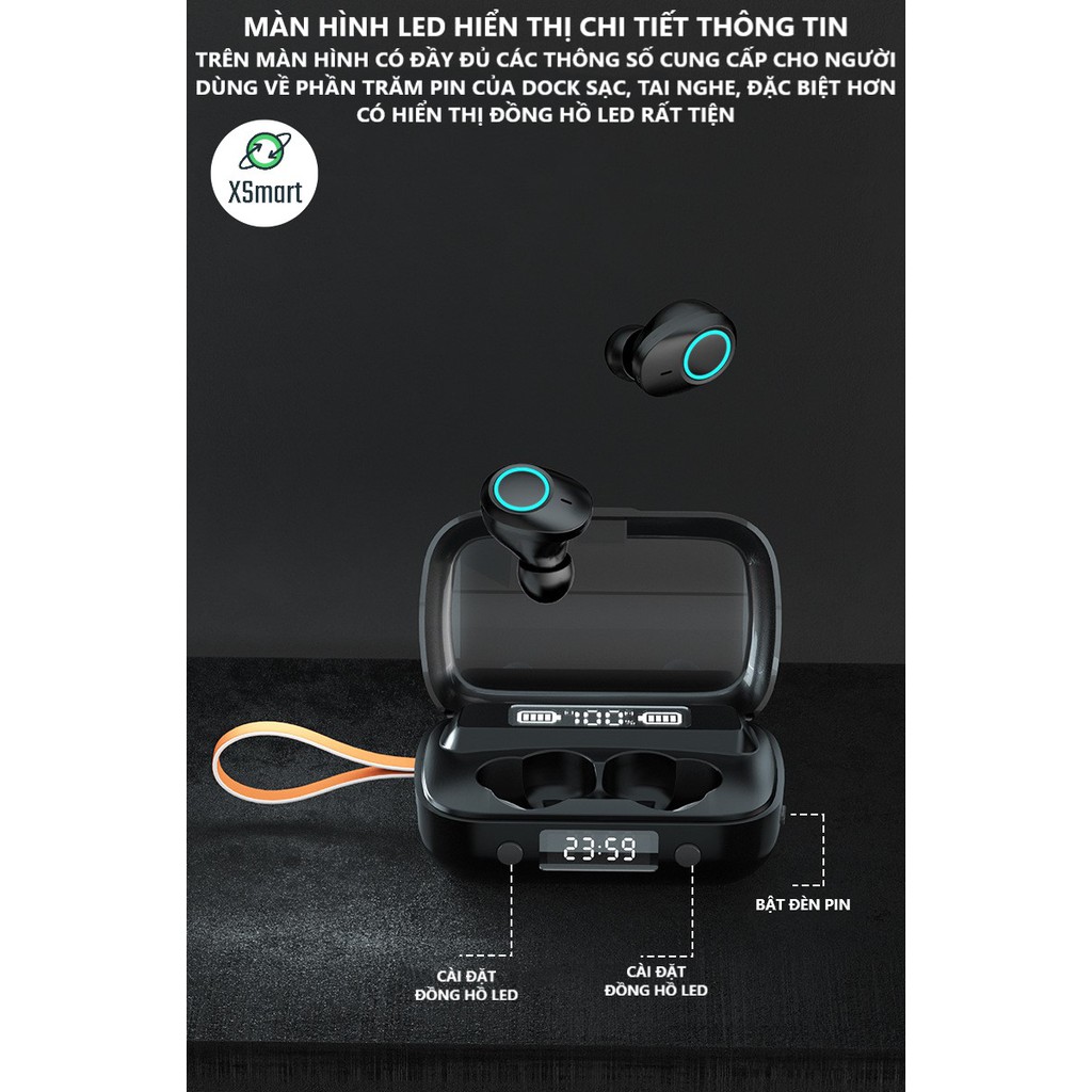 Tai nghe bluetooth không dây M13 PREMIUM BASS, có màn hình kỹ thuật số hiển thị pin, đồng hồ, tai phone nhét tai đẹp | BigBuy360 - bigbuy360.vn