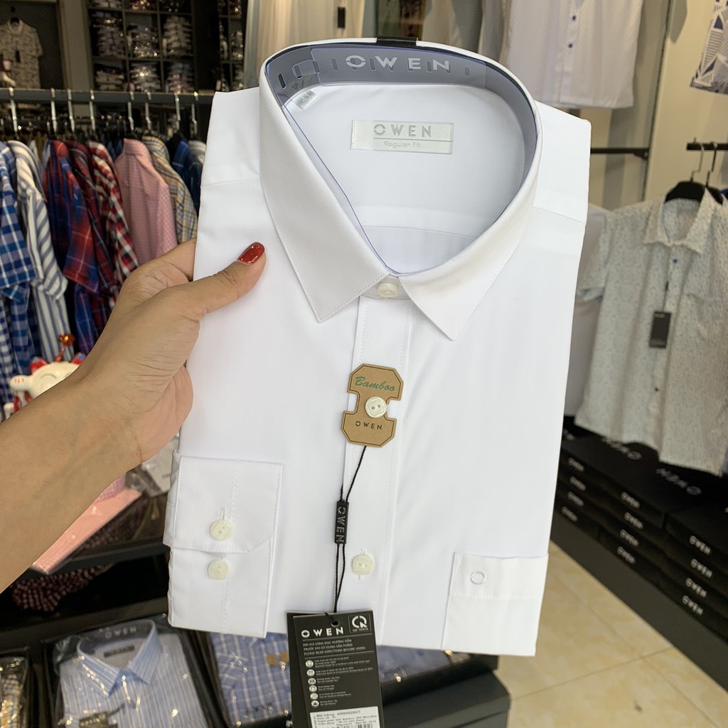 OWEN - Áo sơ mi trắng dài tay vải sợi tre (có túi ngực) - Áo sơ mi Owen regular | BigBuy360 - bigbuy360.vn