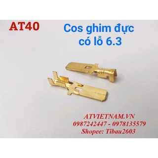 Cos lưỡi 6.3 đực có lỗ, cos ghim sạc 6.3 - AT40 ( 1 bịch/50 cái)