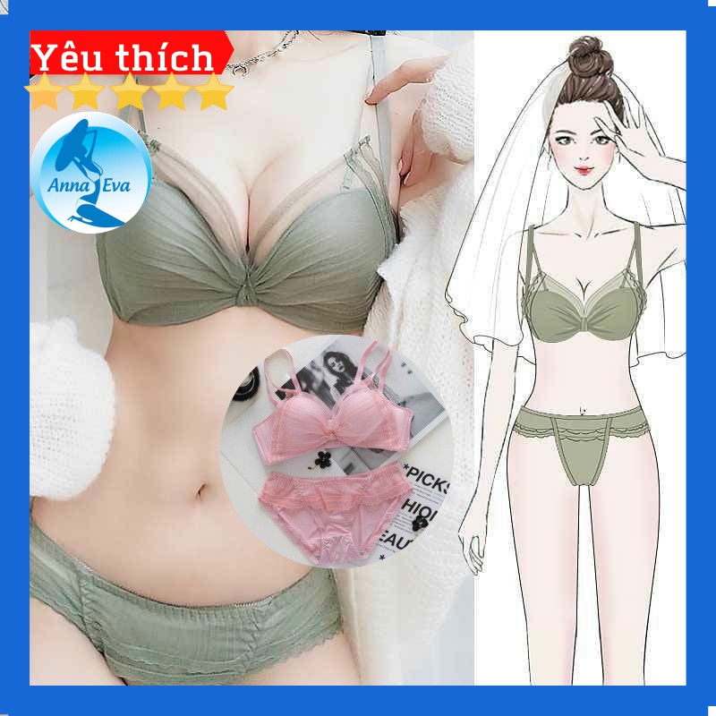 Set Đồ Lót Nữ Không Gọng, Mút Vừa Phối Voan Ren Siêu Ngọt Ngào Nữ Tính