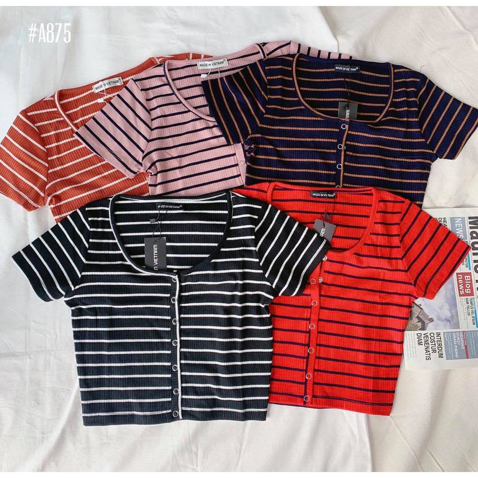 [ SIÊU SALE - HÀNG VNXK ] Áo Croptop Thun Sọc 5 Màu