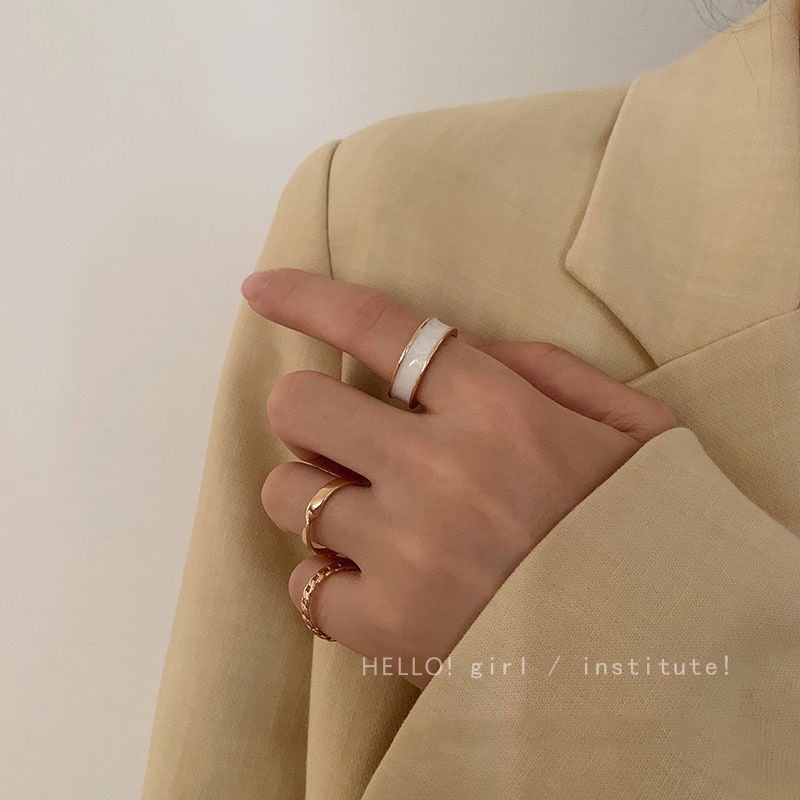 Ins Normcore Style Ring Women's Korean-Style Student Minimalist Adjustable Trendy Index Finger Ring Nfc Hip Hop Non-Fadi