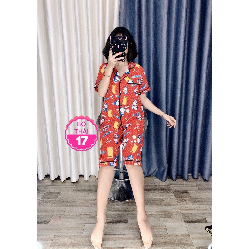 BỘ DOREMON PIJAMA QUẦN LỬNG VẢI KATE THÁI MỀM DÀY DẶN MÃ THÁI 17