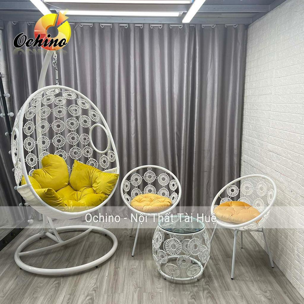 Bộ Xích Đu Để Phòng Khách, Để Ngoài Trời Mẫu Xích Đu Hoa Dành Cho 1 Người (Có Sẵn)