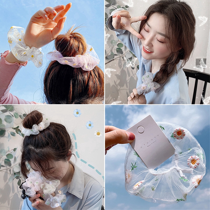 Dây buộc tóc hình hoa cúc nhỏ xinh dễ thương phong cách Hàn Quốc cho nam và nữ