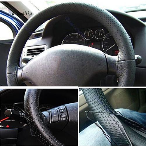 Vỏ bọc vô lăng xe hơi giả da mềm với kim và chỉ may