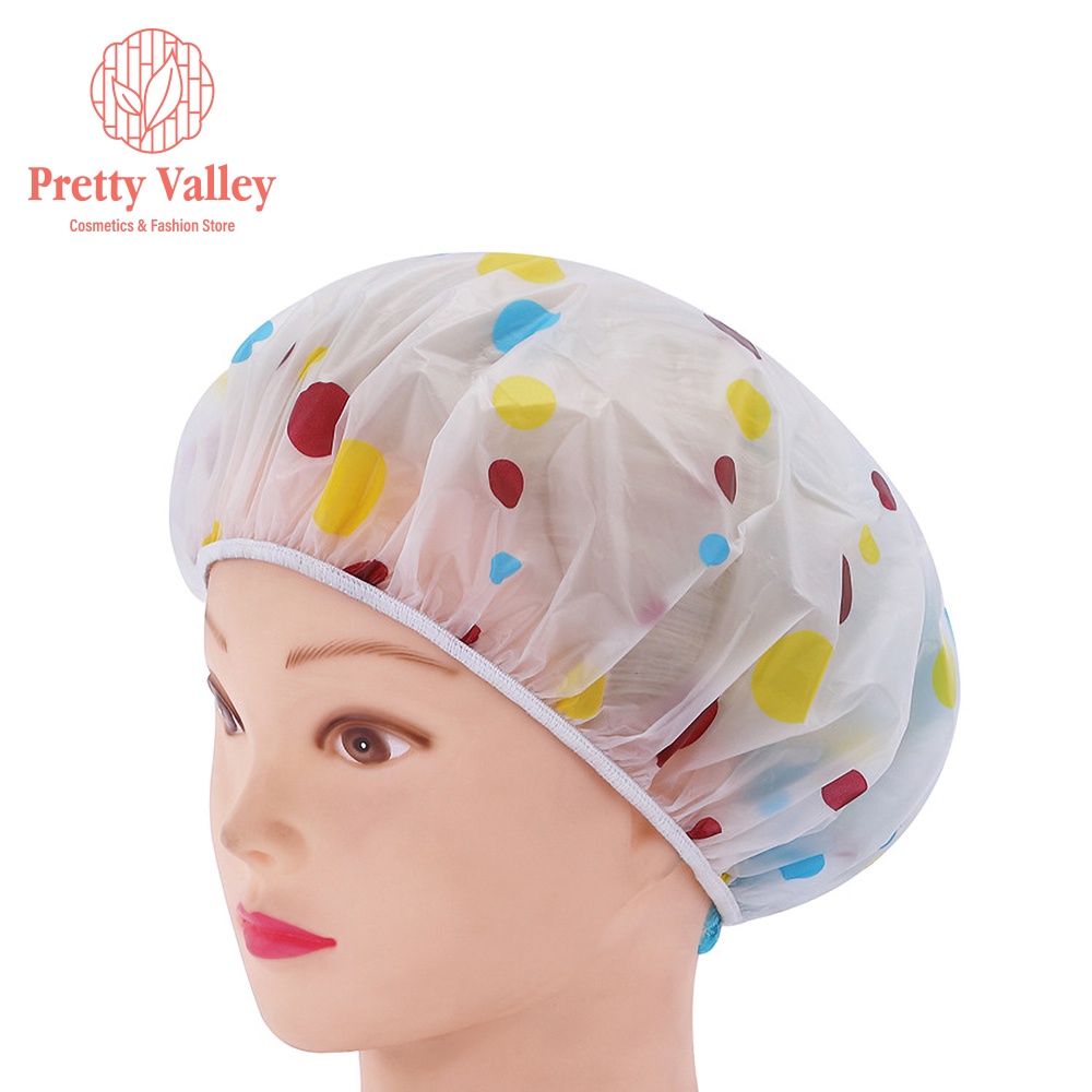 Mũ trùm nhuộm tóc, ủ tóc Pretty Valley Store Mũ trùm tóc chống nước khi tắm, nhuộm, ủ tóc loại dày nhiều họa tiết