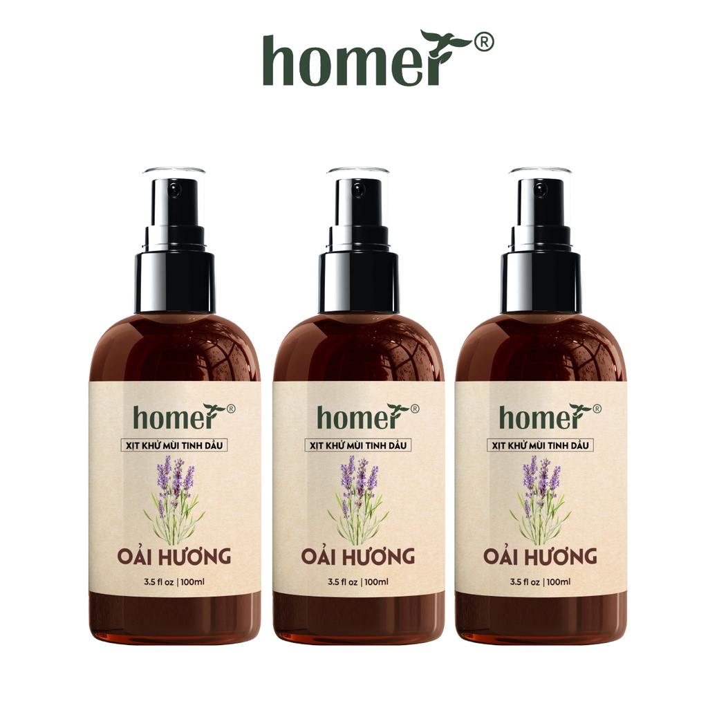 Combo 3 xịt khử mùi thơm phòng Oải Hương Homer 100ml/ chai