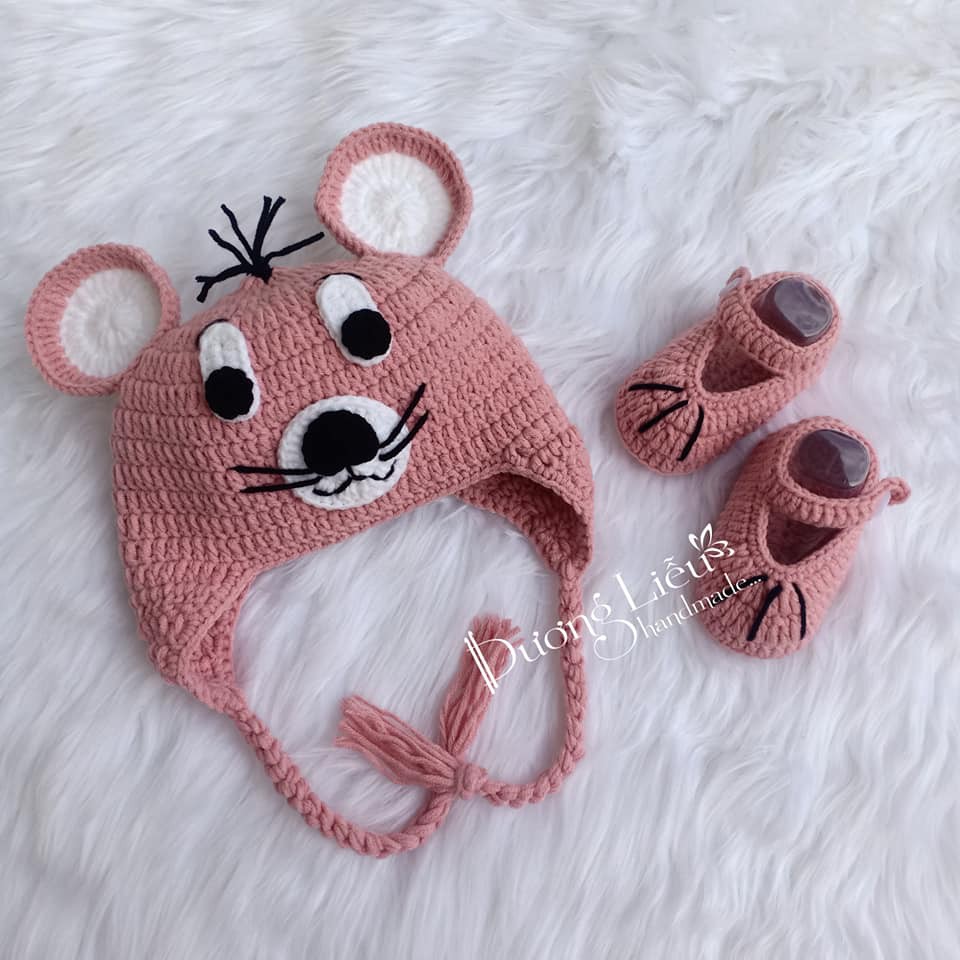 Set nón giày cho bé hình chuột