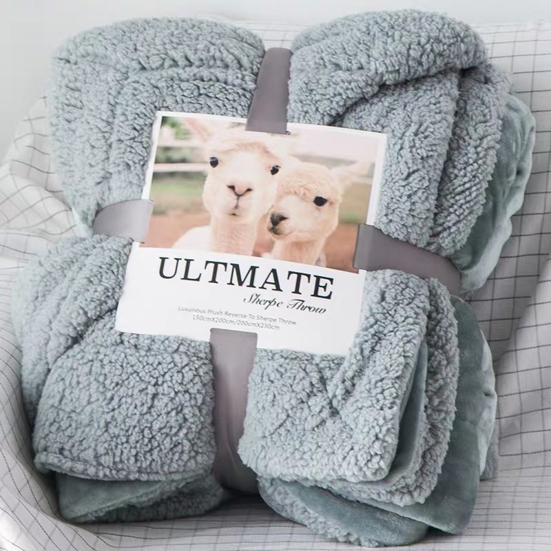 Chăn cừu Ultimate 2 lớp mềm mịn, mền trơn một màu ấm áp không rụng lông