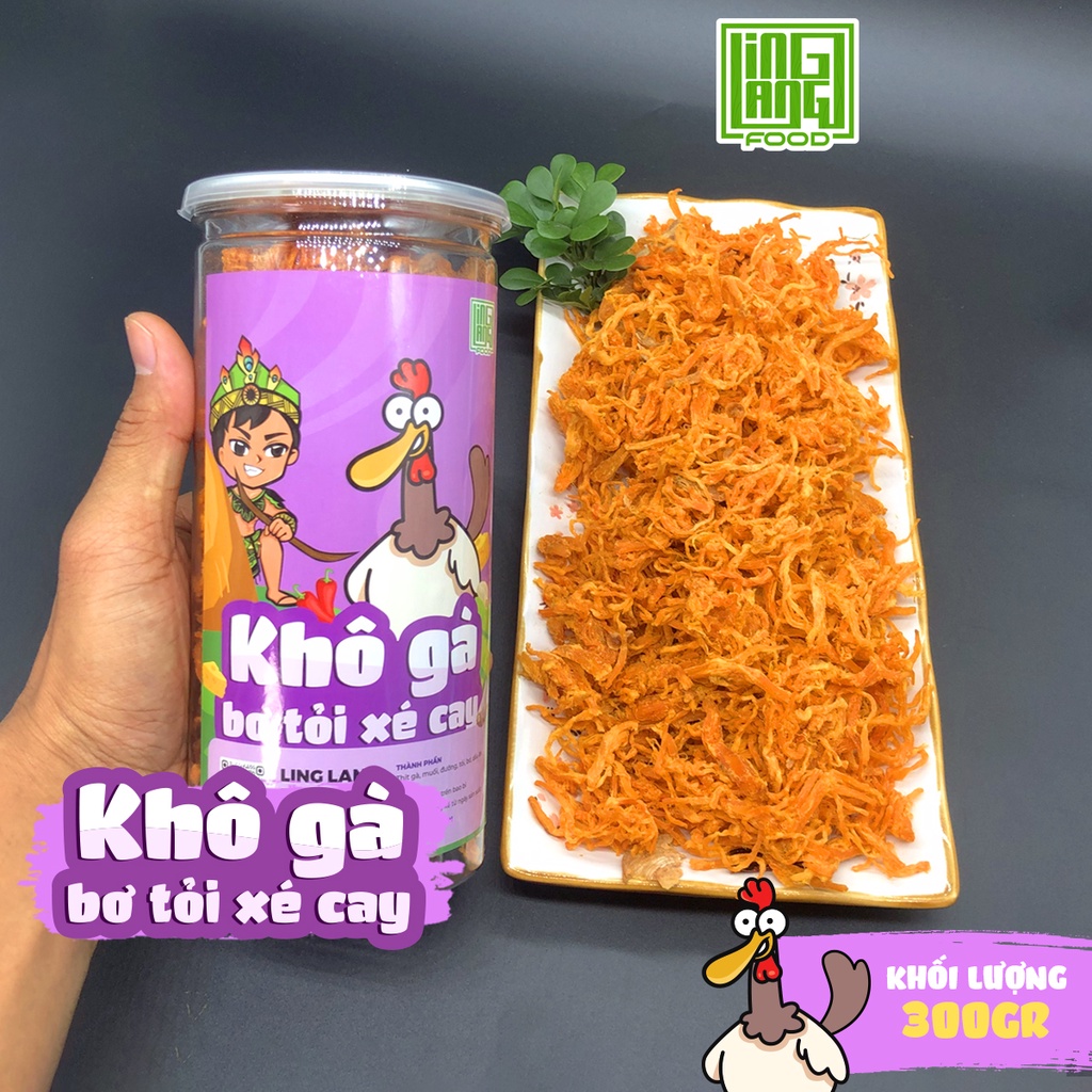 Khô gà bơ tỏi xé cay 300g loại ngon, gà khô bơ tỏi chuẩn vị Ling Lang Food | WebRaoVat - webraovat.net.vn