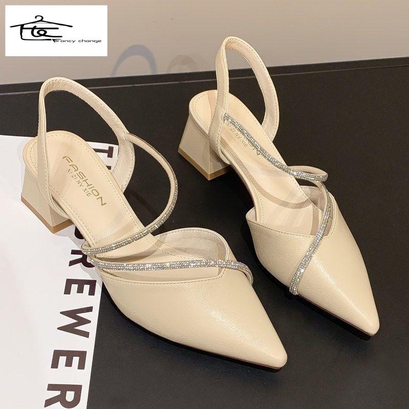 Giày Cao Gót Mũi Nhọn Đính Đá Thời Trang Cho Nữ