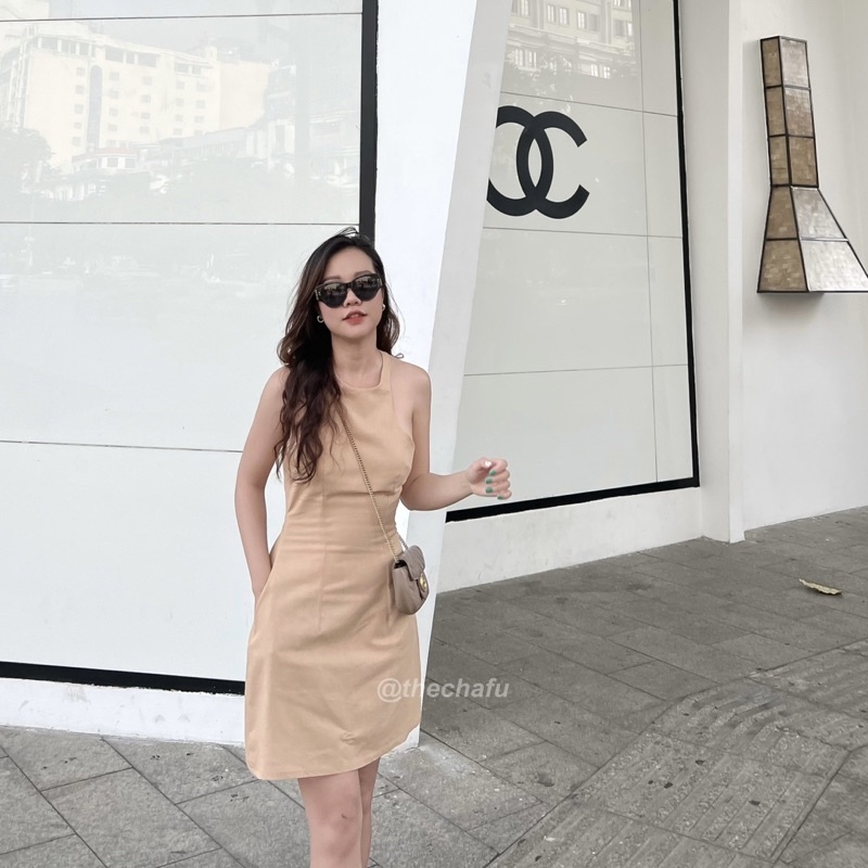 ĐẦM LINEN CHIẾT EO CÓ TÚI 2 BÊN