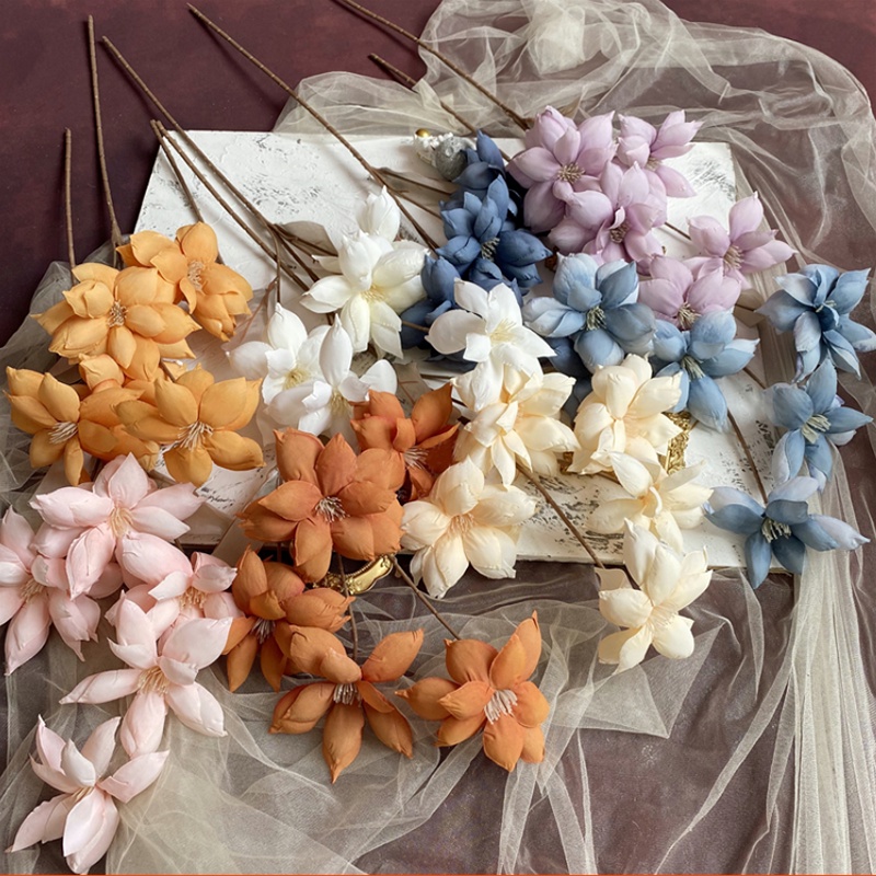 Hoa giả - hoa nhài tây giả 62cm cành 6 bông trang trí nhà cửa, cửa tiệm,.. sang trọng
