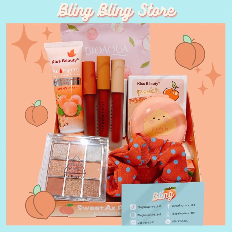 Combo trang điểm set trang điểm đầy đủ bộ trang điểm cá nhân tone đào 2