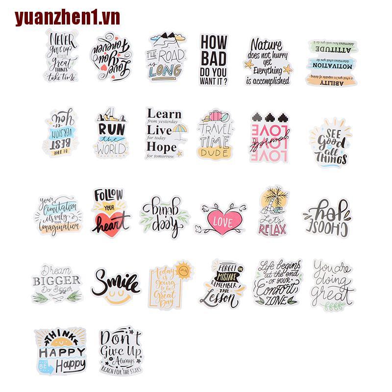 [YUANZHEN1] 50 Sticker Câu Trích Dẫn Động Lực Chống Nước Diy Cho Laptop