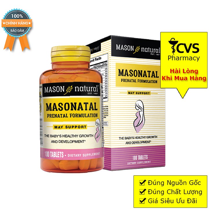 Mason Natural Masonatal Prenatal Formulation - Vitamin tổng hợp cho phụ nữ mang thai, cho con bú