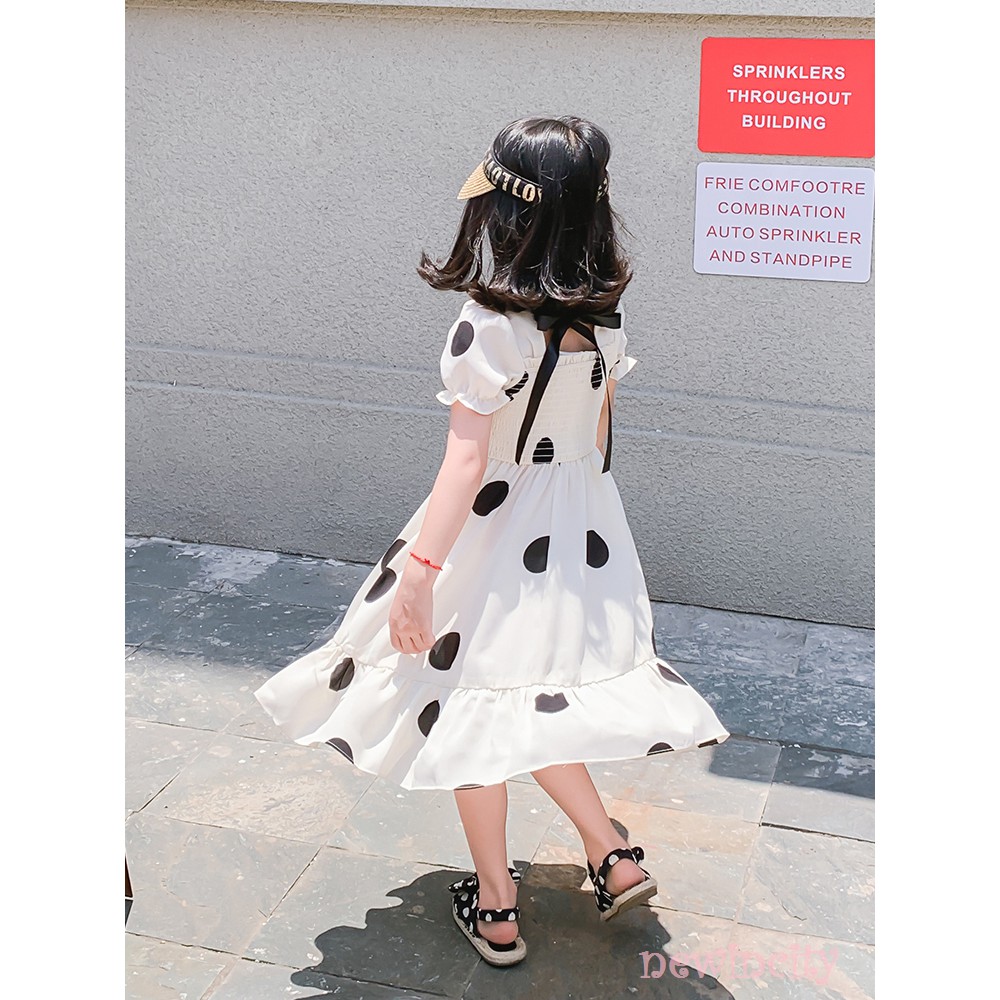 Đầm họa tiết chấm bi xinh xắn cho bé gái