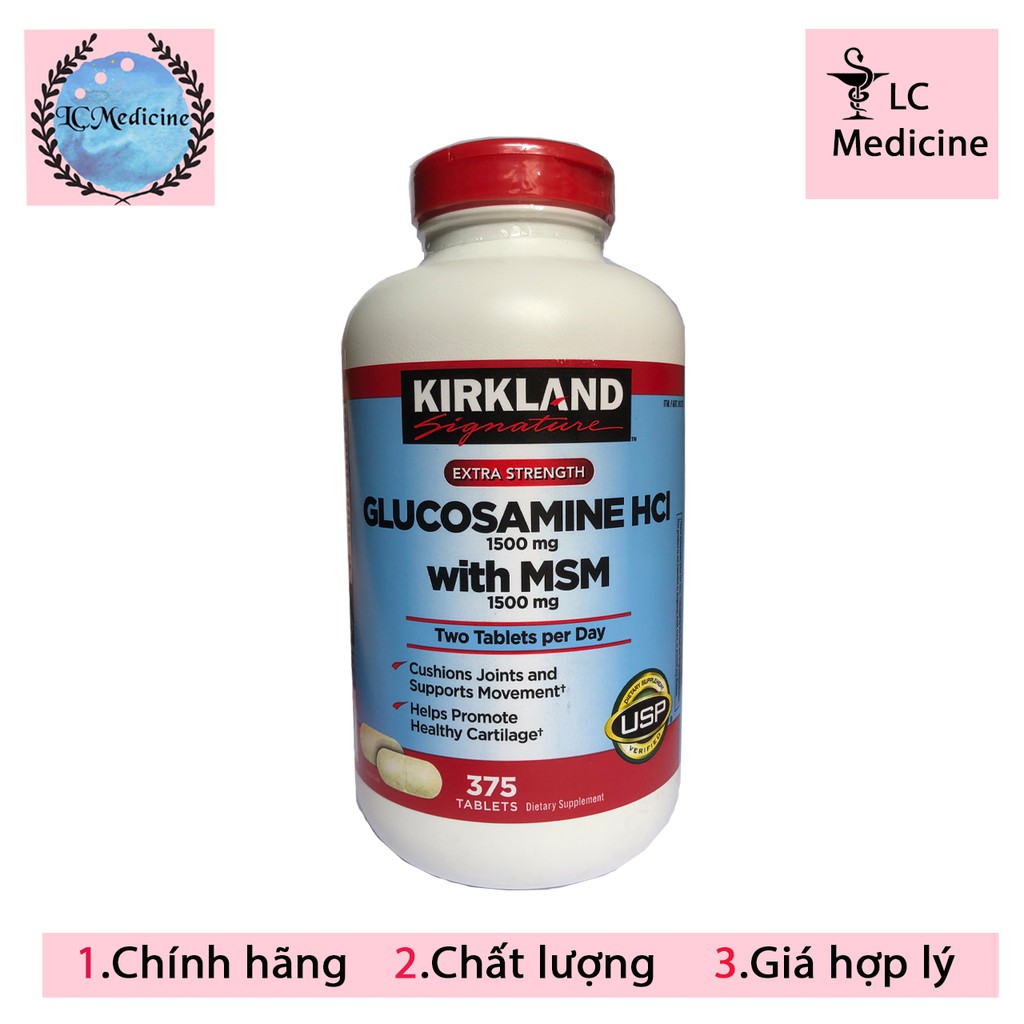 Glucosamin Kirkland 1500mg - Viên uống bổ xương khớp – Chai 375 viên - LCMedicine