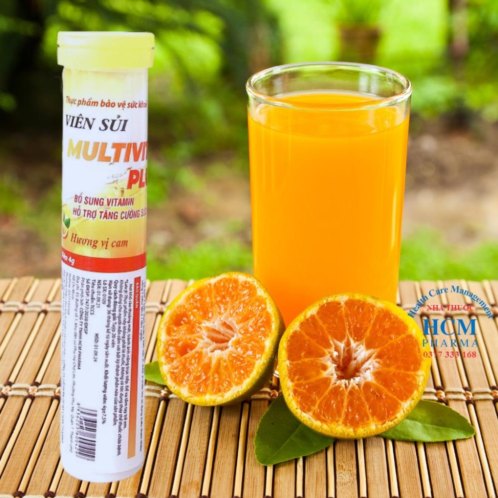 Viên Sủi tăng sức đề kháng multivitamin.vitamin c cho bé người lớn PLUSZZ vị cam 20 viên 4 gam