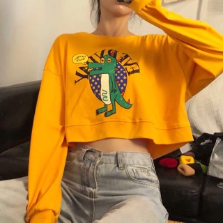 Áo crop tay dài ( kèm clip hình thật )
