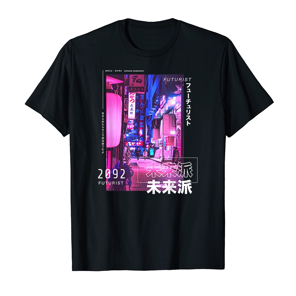 Áo thun cotton unisex HTFashion in hình Japanese Cyberpunk Tokyo Streetwear Aesthetic Graphic Tee-9286