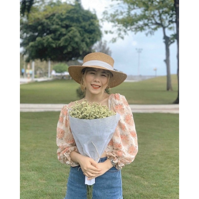 ÁO CROP HOA CỔ U