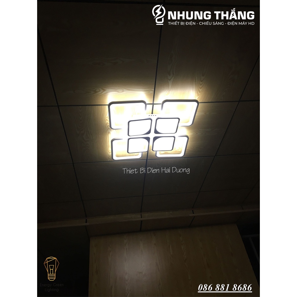 Đèn LED ốp trần Decor 8 Ô vuông NT028 - 3 Chế Độ Ánh Sáng - Tăng Giảm Ánh Sáng - Điều Khiển Từ Xa - Bảo Hành 1 Năm