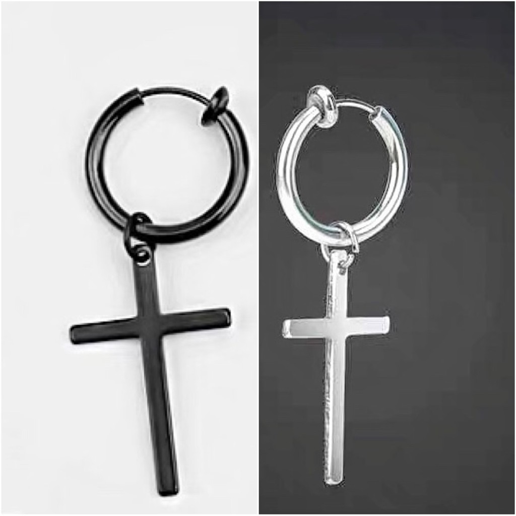 Cross Hoop Ear Cuff kẹp tai titan thánh giá không cần xỏ lỗ không gỉ không đen không dị ứng nam nữ Uniex BTS