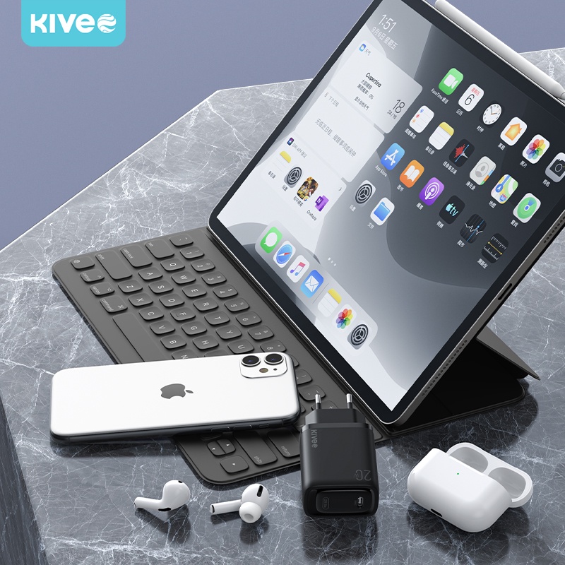 Củ sạc nhanh KIVEE sạc nhanh PD 20w cho Apple iPhone 12 Pro Max 11 XS Max XR Samsung Xiaomi Huawei